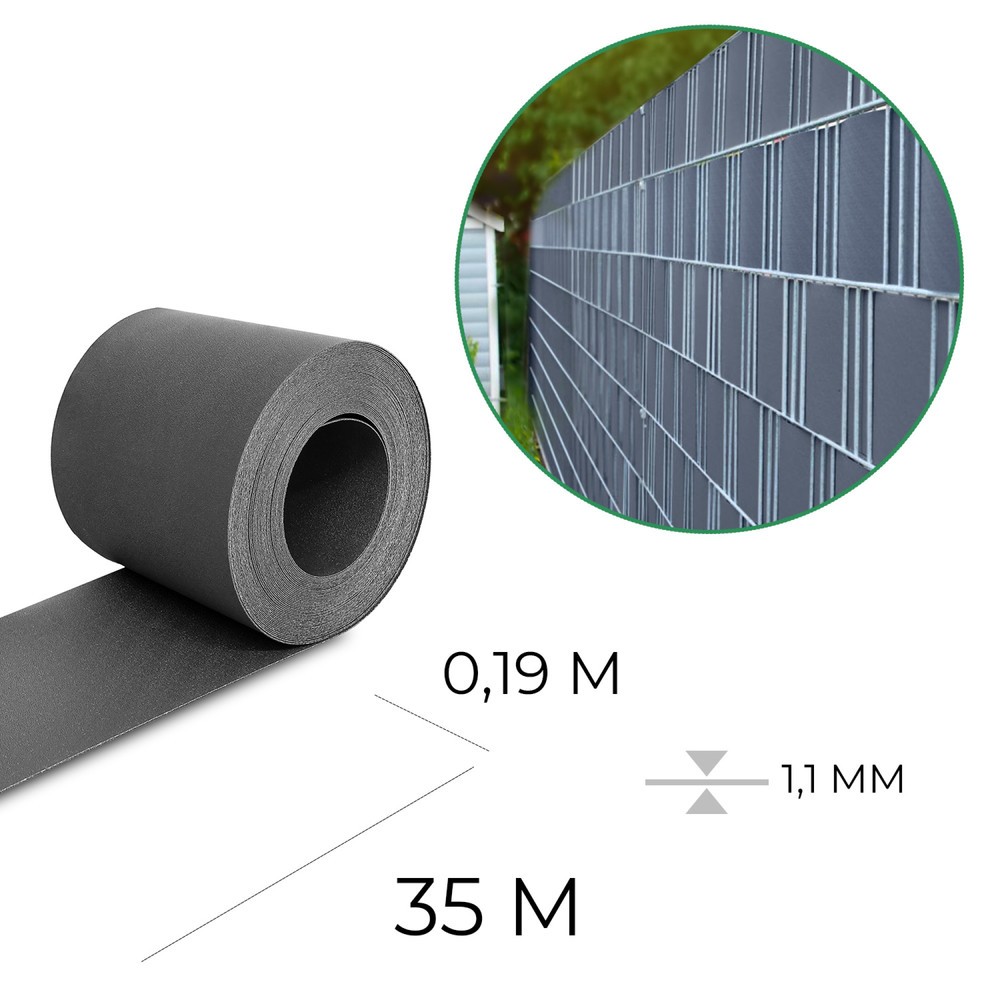 Produktabbildung Nr. 3: HEMMDAL Sichtschutzstreifen, anthrazit – 0,19 x 35 m – Premium / 1,1 mm stark