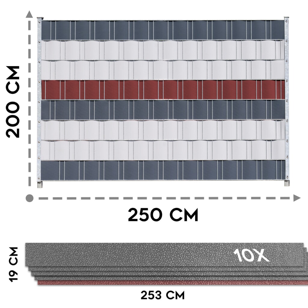 HEMMDAL Sichtschutzstreifen, anthrazit – 2,53 m – 10 Stück, Premium Sichtschutz Produktabbildung Nr. 2: HEMMDAL Sichtschutzstreifen, anthrazit – 2,53 m – 10 Stück, Premium Sichtschutz