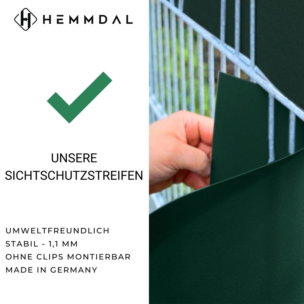 Produktabbildung Nr. 2: HEMMDAL Sichtschutzstreifen, grün – 0,19 x 35 m – Premium / 1,1 mm stark