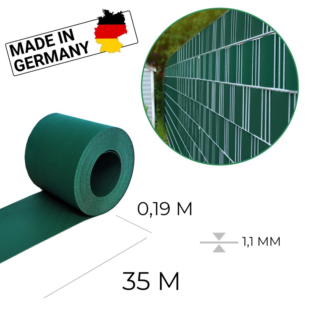 Produktabbildung Nr. 3: HEMMDAL Sichtschutzstreifen, grün – 0,19 x 35 m – Premium / 1,1 mm stark