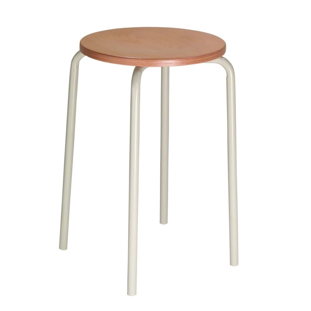 Produktabbildung: HEMMDAL Stapelhocker Buche, Sitzhöhe 500 mm, Bodengleiter, lichtgrau