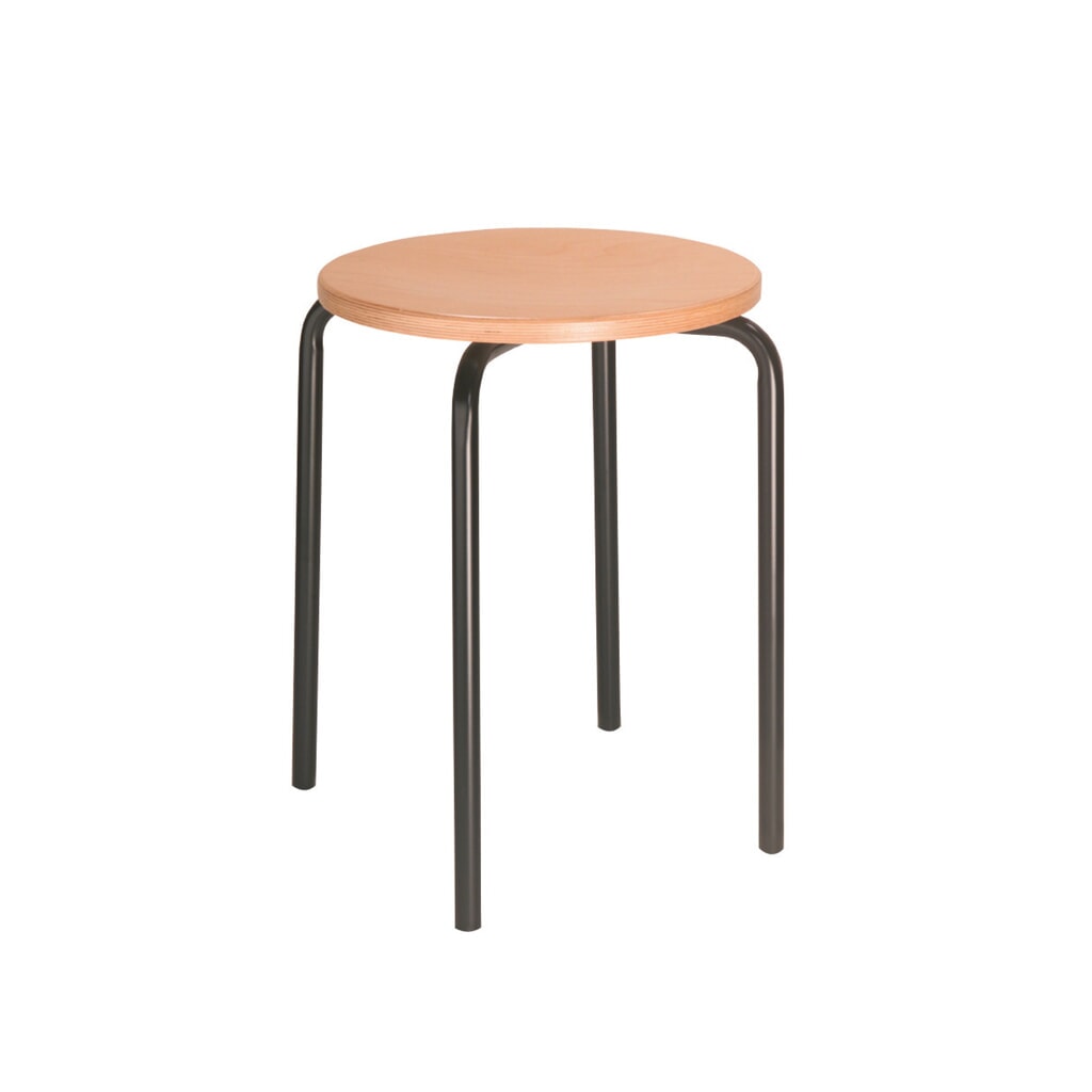 Produktabbildung: HEMMDAL Stapelhocker Buche, Sitzhöhe 500 mm, Bodengleiter, schwarz