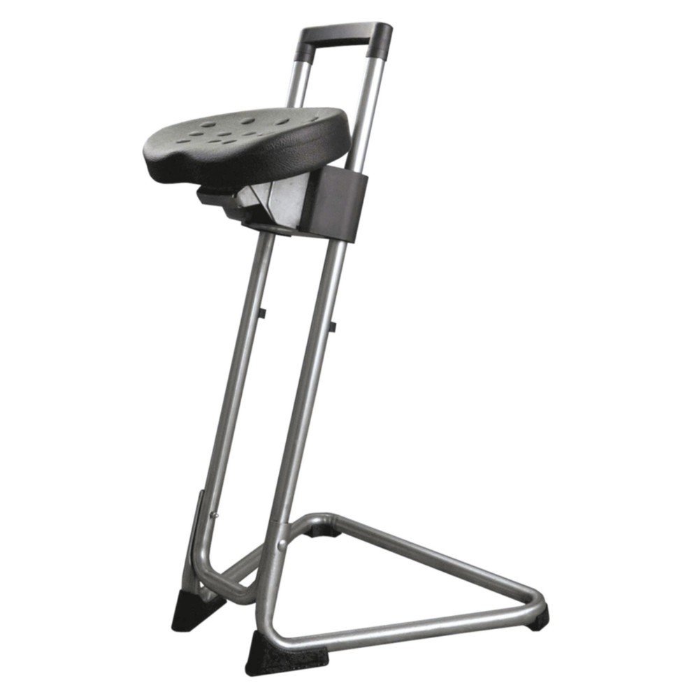 Produktabbildung: HEMMDAL Stehhilfe, schwenk- und neigbarer PU-Komfortsitz, Sitzhöhe 600-850 mm, Edelstahl