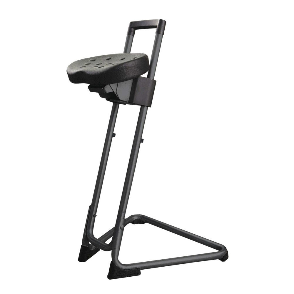 Produktabbildung: HEMMDAL Stehhilfe, schwenk- und neigbarer PU-Komfortsitz, Sitzhöhe 600-850 mm, schwarz