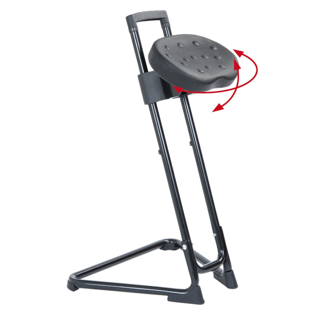 HEMMDAL Stehhilfe, schwenk- und neigbarer PU-Komfortsitz, Sitzhöhe 600-850 mm, schwarz Produktabbildung Nr. 3: HEMMDAL Stehhilfe, schwenk- und neigbarer PU-Komfortsitz, Sitzhöhe 600-850 mm, schwarz