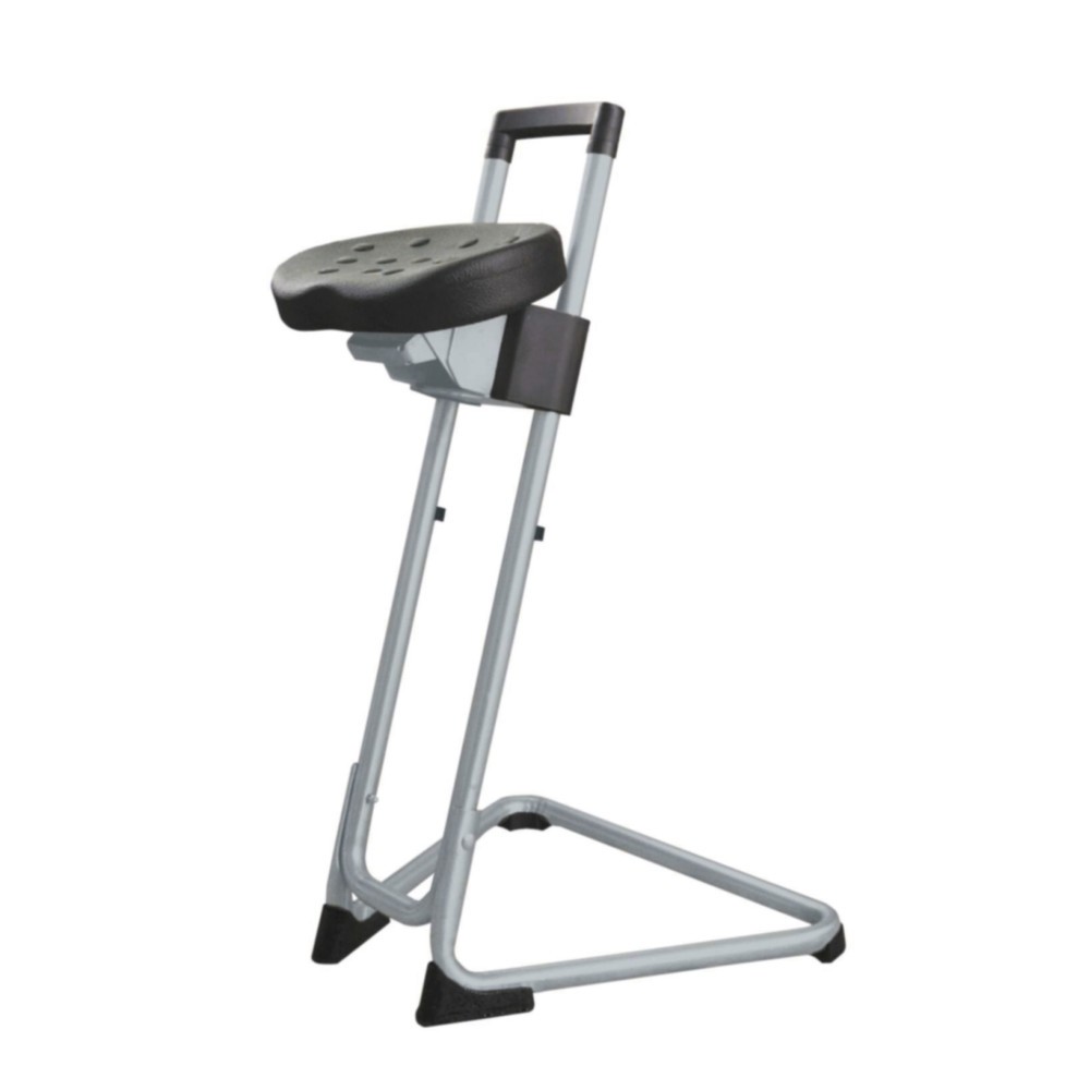 Produktabbildung: HEMMDAL Stehhilfe, schwenk- und neigbarer PU-Komfortsitz, Sitzhöhe 600-850 mm, lichtgrau