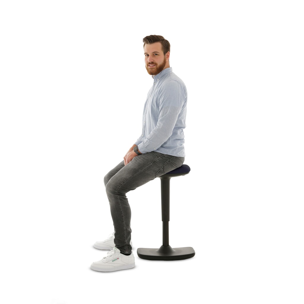 HEMMDAL Stehhocker, Kunstledersitz, Sitzhöhe 560-690 mm, Bodenwippe konvex Produktabbildung Nr. 4: HEMMDAL Stehhocker, Kunstledersitz, Sitzhöhe 560-690 mm, Bodenwippe konvex