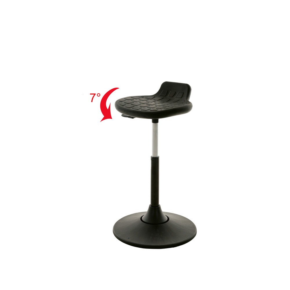 Produktabbildung: HEMMDAL Stehhocker, PU-Sitz mit Rückenstütze, Sitzhöhe 490-680 mm, Tellerfuß mit Schwenksitz