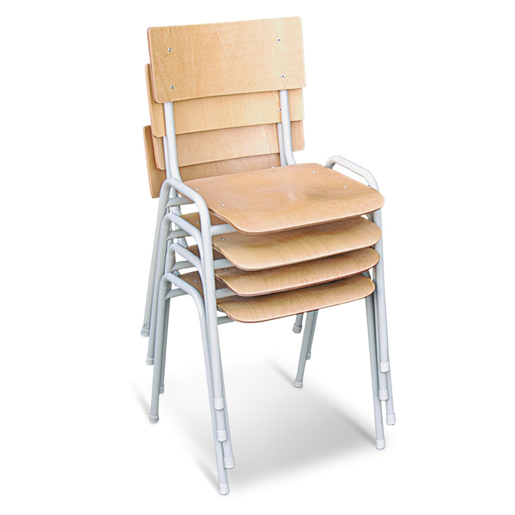 Produktabbildung: HEMMDAL Stuhl Standard, 4er-Set, stapelbar, Buche hell, Gestell schwarz