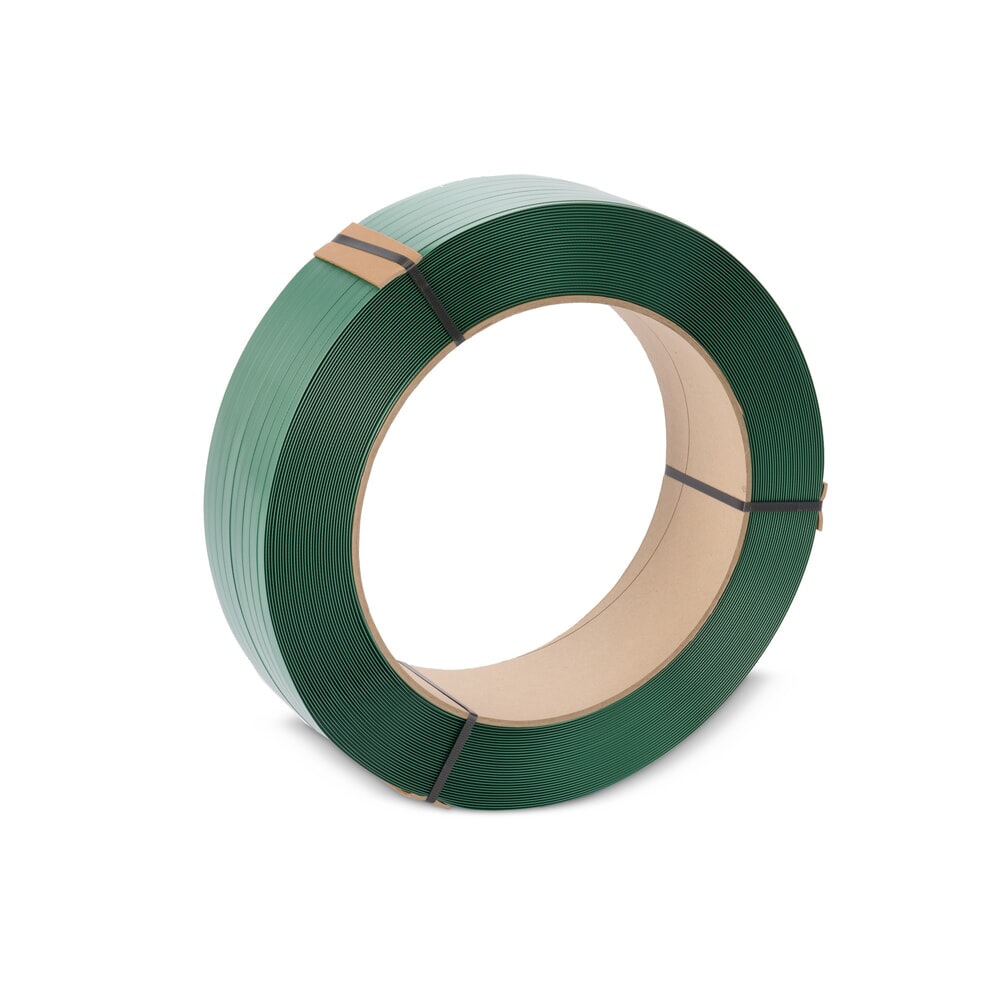 Produktabbildung: HEMMDAL Umreifungsband aus PET, gewaffelt/geprägt, 15 mm x 1.300 lfm., Kern-Ø 406 mm, Stärke 0,90 mm, extrastark, 100% recyclingfähig