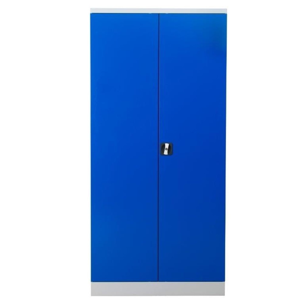 Produktabbildung: HEMMDAL Werkstatt-Flügeltürschrank, HxBxT 1.950 x 925 x 500 mm, lichtgrau/enzianblau