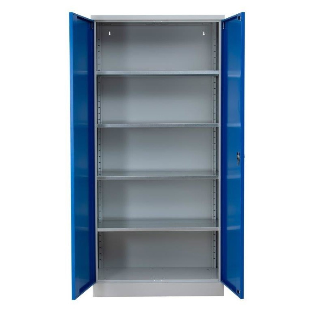 Produktabbildung Nr. 3: HEMMDAL Werkstatt-Flügeltürschrank, HxBxT 1.950 x 925 x 500 mm, lichtgrau/enzianblau