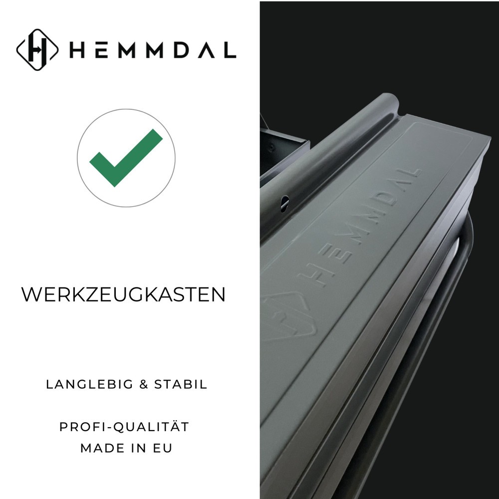 Produktabbildung Nr. 2: HEMMDAL Werkzeugkasten leer, anthrazit – 45 x 22 x 22 cm – Made in EU