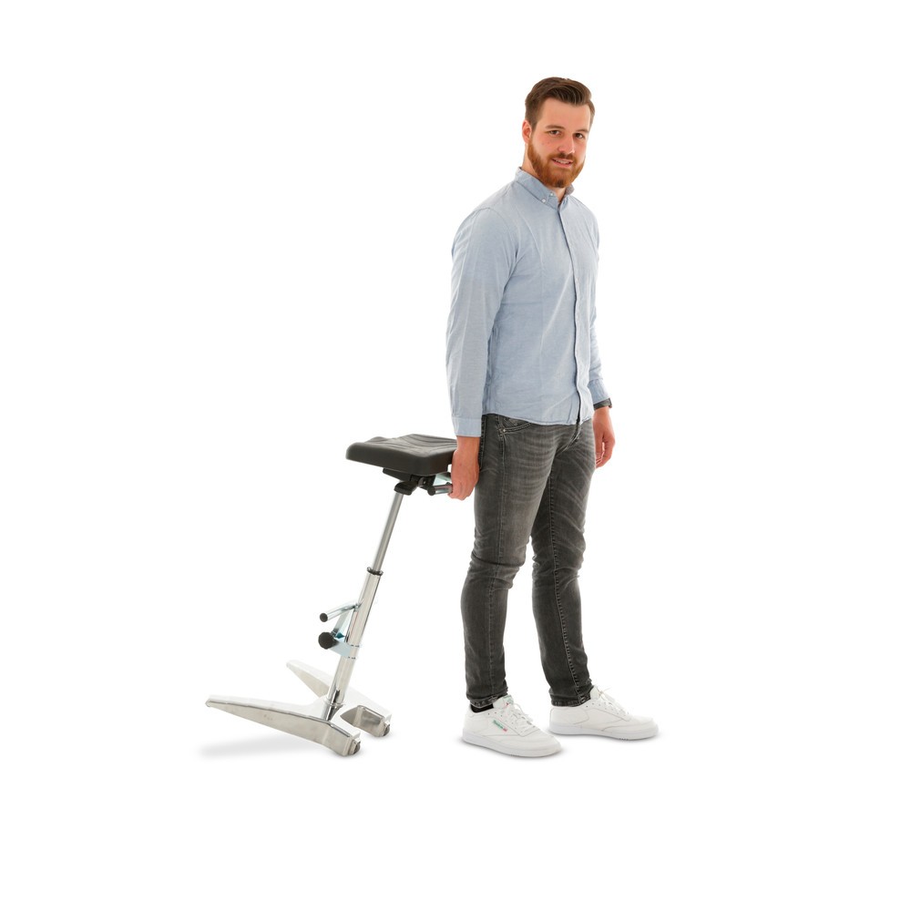 Produktabbildung Nr. 3: HEMMDAL XXL-Stehhilfe, PU-Sitz extrabreit + Tragegriff, Sitzhöhe 700-880 mm, Fußstütze