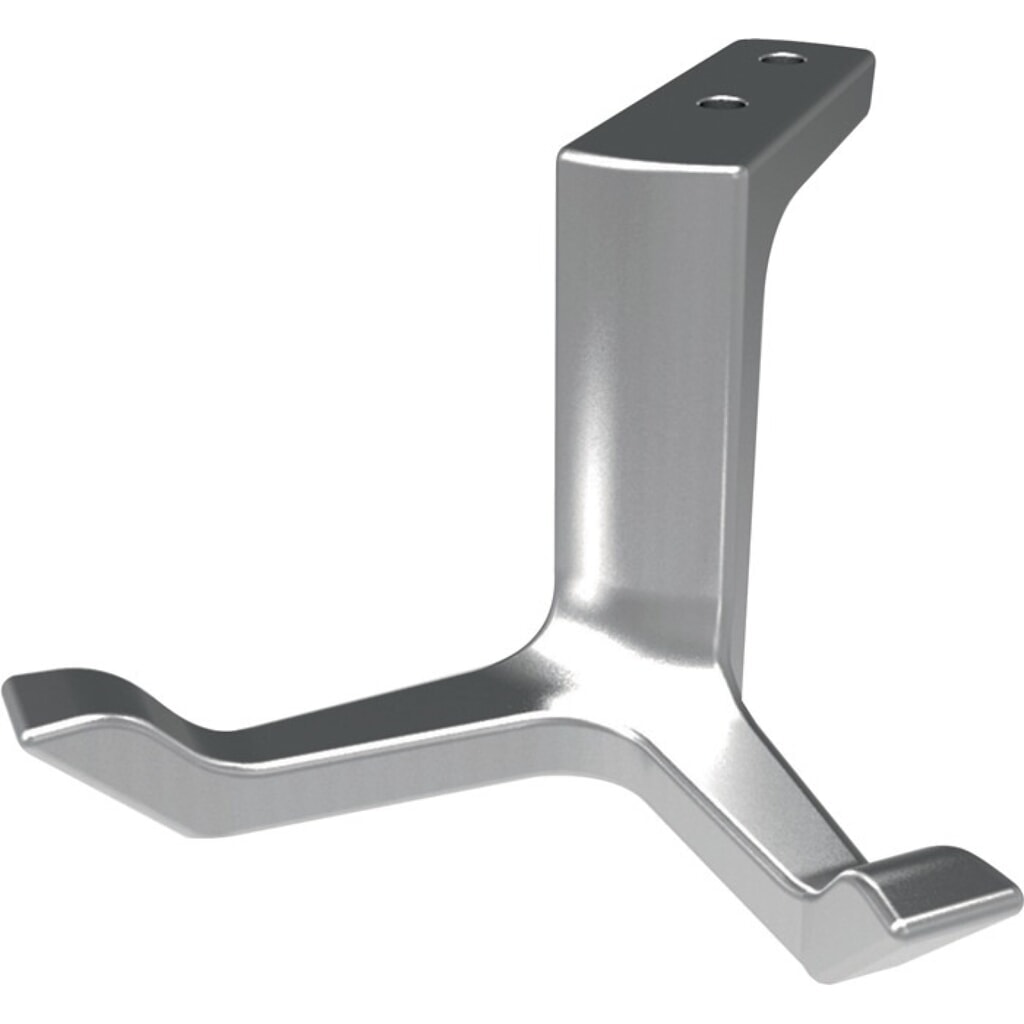 HERMETA Decken-Mantelhaken 0200, Aluminium silberfarbig eloxiert, zweifach Ausladung 87 mm, Höhe 49 mm Produktabbildung: HERMETA Decken-Mantelhaken 0200, Aluminium silberfarbig eloxiert, zweifach Ausladung 87 mm, Höhe 49 mm