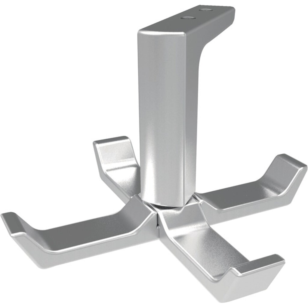 HERMETA Decken-Mantelhaken 0201, Aluminium silberfarbig eloxiert, vierfach Ausladung 83 mm, Höhe 55 mm Produktabbildung: HERMETA Decken-Mantelhaken 0201, Aluminium silberfarbig eloxiert, vierfach Ausladung 83 mm, Höhe 55 mm
