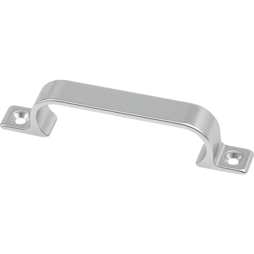 Produktabbildung: HERMETA Handgriff Ausladung 21 mm, Aluminium silberfarbig eloxiert, Länge 112 mm Breite 14 mm, Anzahl Löcher 2