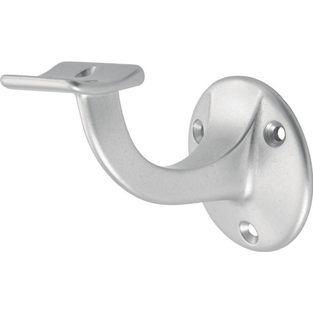 Produktabbildung: HERMETA Handlaufträger 3500, Durchmesser Wandplatte 56 mm, Aluminium silberfarbig eloxiert, gewölbte Auflage