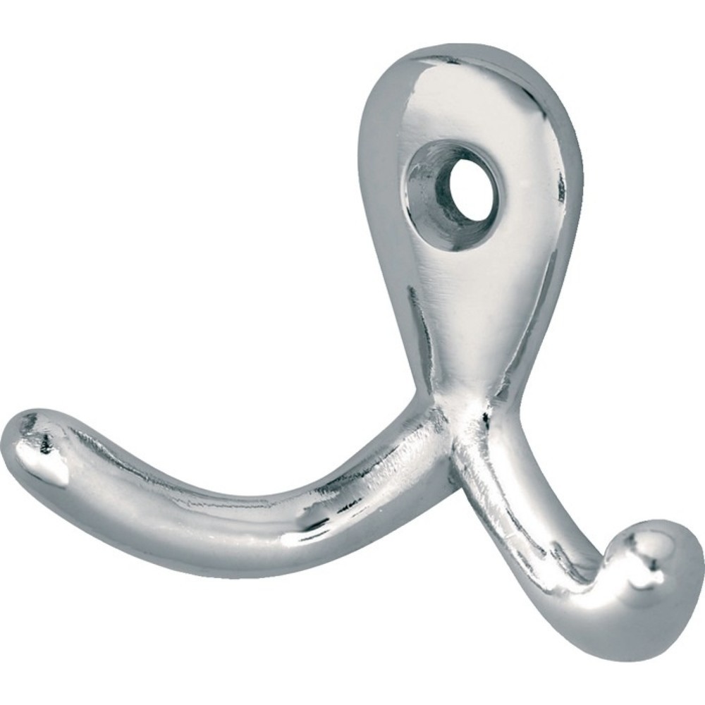 Produktabbildung: HERMETA Handtuchhaken 0560, Aluminium vernickelt, 2 Haken Höhe 37 mm, Ausladung 28,5 mm