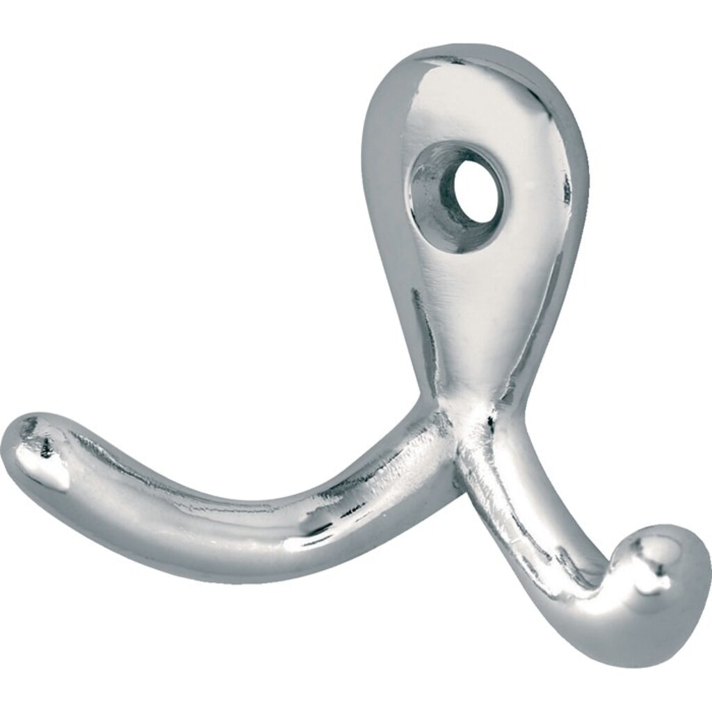 Produktabbildung: HERMETA Handtuchhaken 0560, Aluminium vernickelt, 2 Haken Höhe 37 mm, Ausladung 28,5 mm
