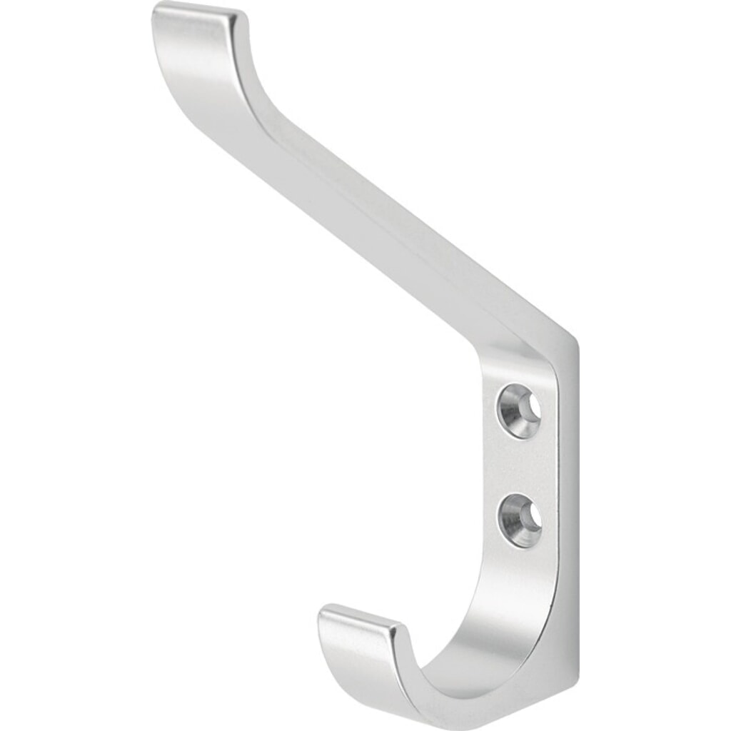 HERMETA Huthaken 0148, Aluminium silberfarbig eloxiert, einfach Ausladung 86,5 mm, Höhe 135 mm Produktabbildung: HERMETA Huthaken 0148, Aluminium silberfarbig eloxiert, einfach Ausladung 86,5 mm, Höhe 135 mm