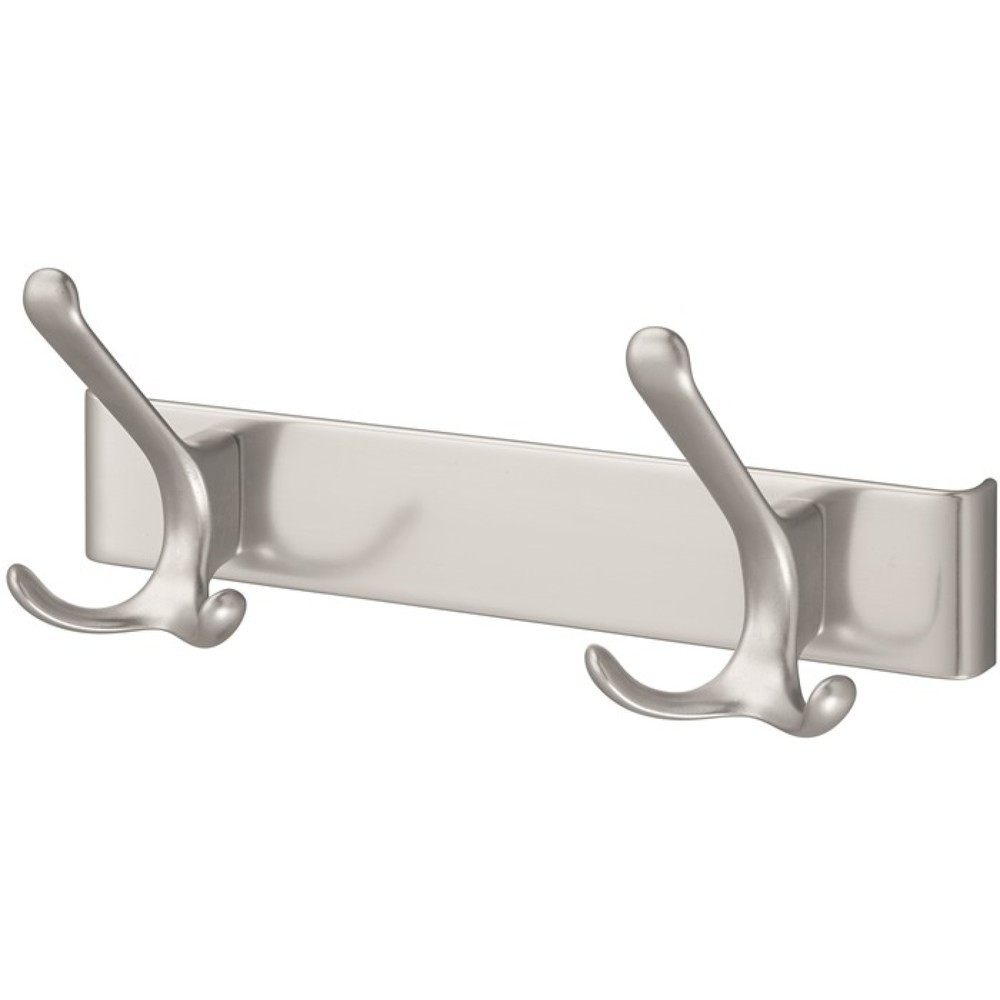 Produktabbildung: HERMETA Huthakenleiste 0822-0822, Leichtmetall silberfarbig eloxiert, 2 Haken Ausladung 96 mm, Höhe 102 mm
