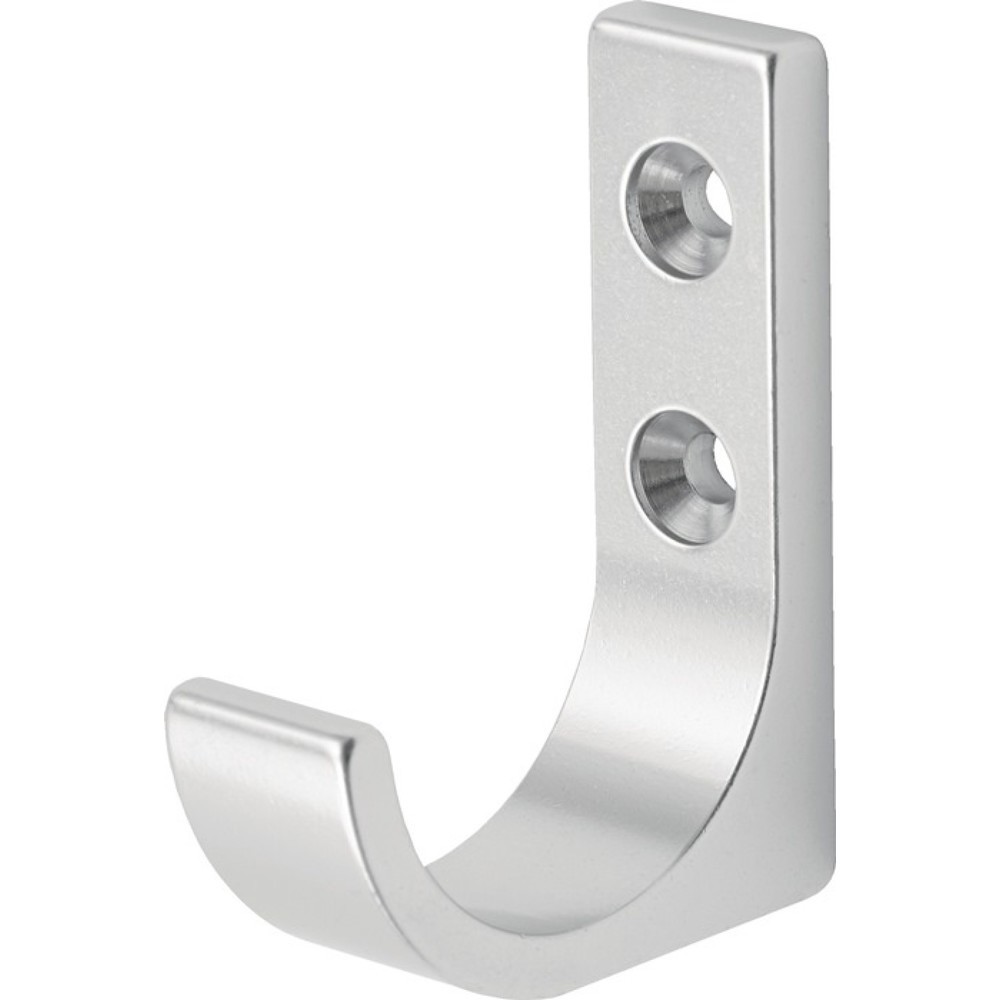 Produktabbildung: HERMETA Mantelhaken 0149, Aluminium silberfarbig eloxiert, einfach Ausladung 51,5 mm, Höhe 65 mm