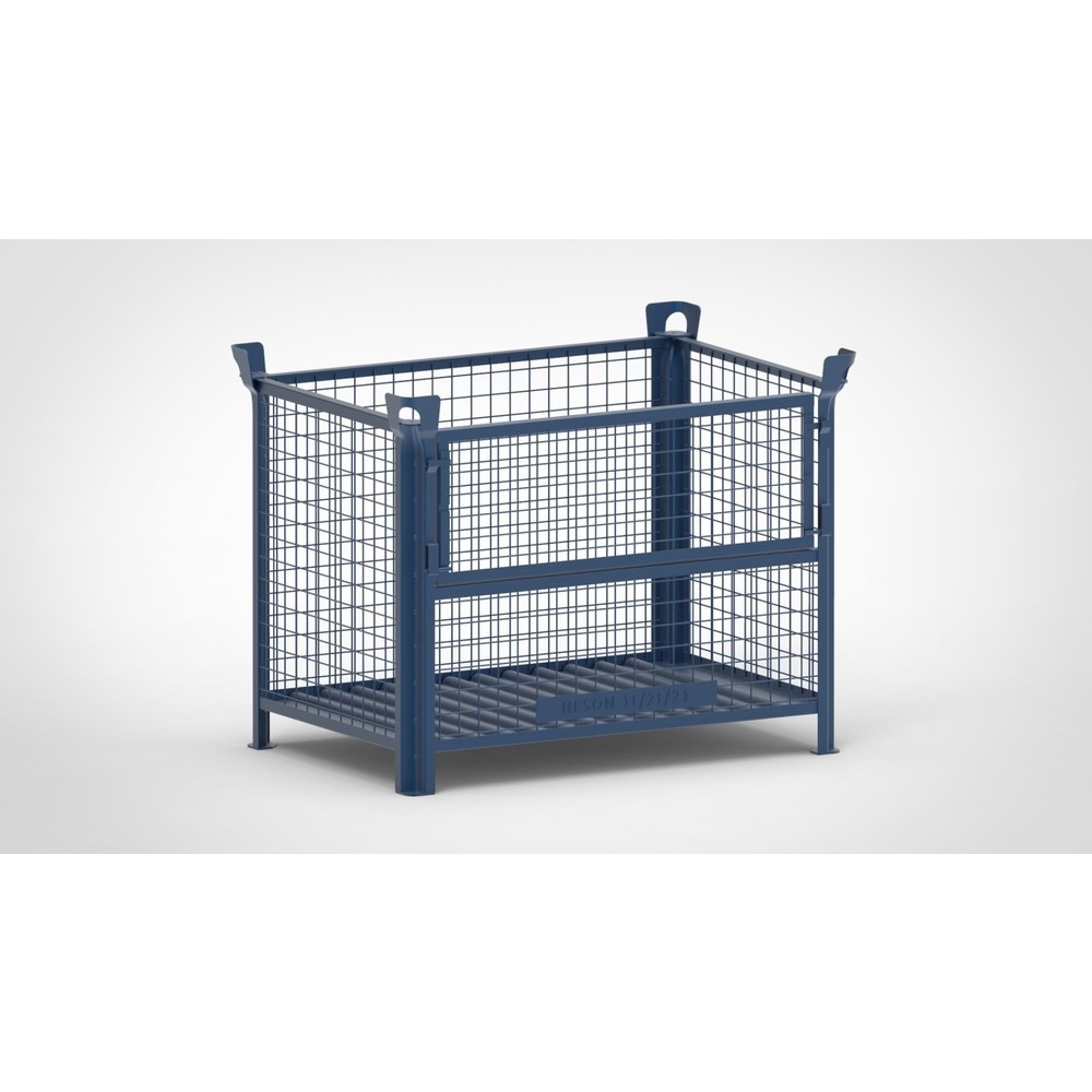 Produktabbildung: HESON® Gitterbox, mit ½ Gitterklappe, lackiert, HxBxT 900 x 1.200 x 800 mm, enzianblau