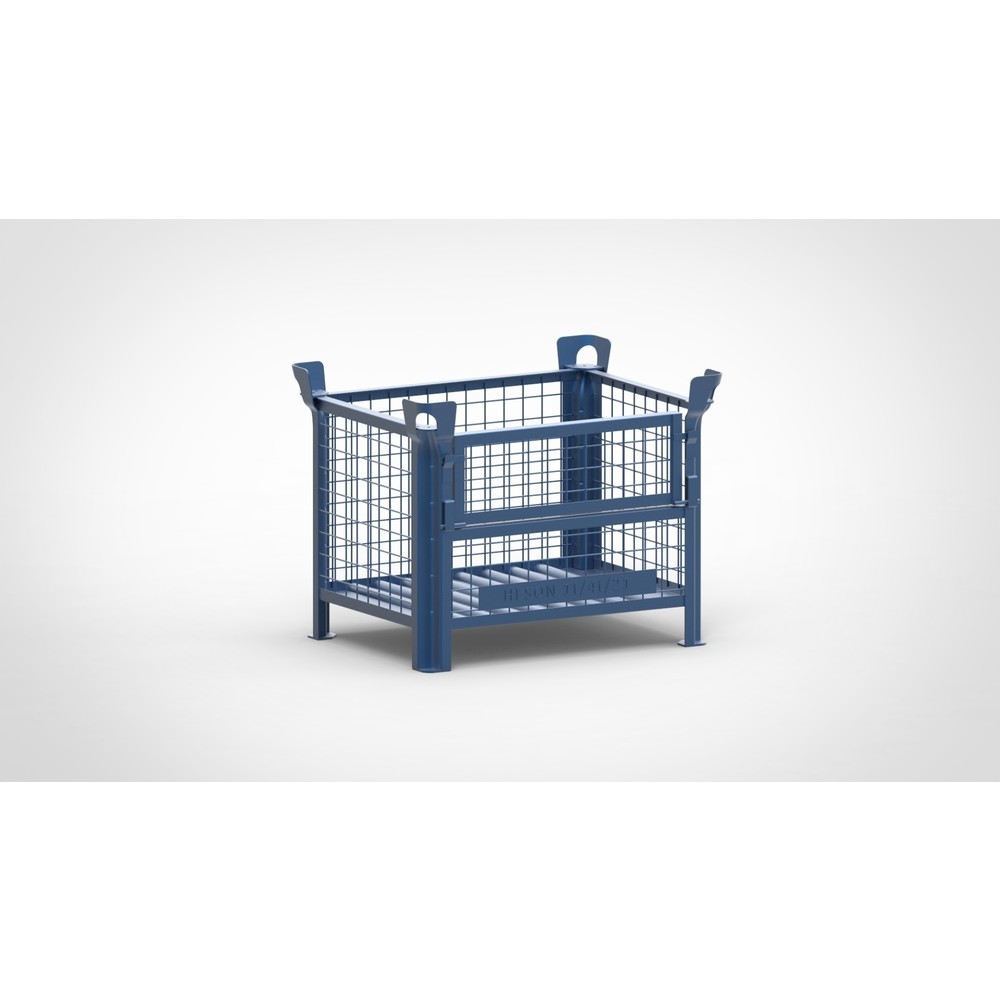 Produktabbildung Nr. 1: HESON® Gitterbox, mit ½ Gitterklappe, lackiert, HxBxT 600 x 800 x 600 mm, enzianblau