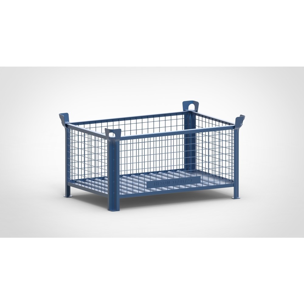 Produktabbildung: HESON® Gitterbox, Wände feststehend, lackiert, HxBxT 600 x 1.200 x 800 mm, enzianblau