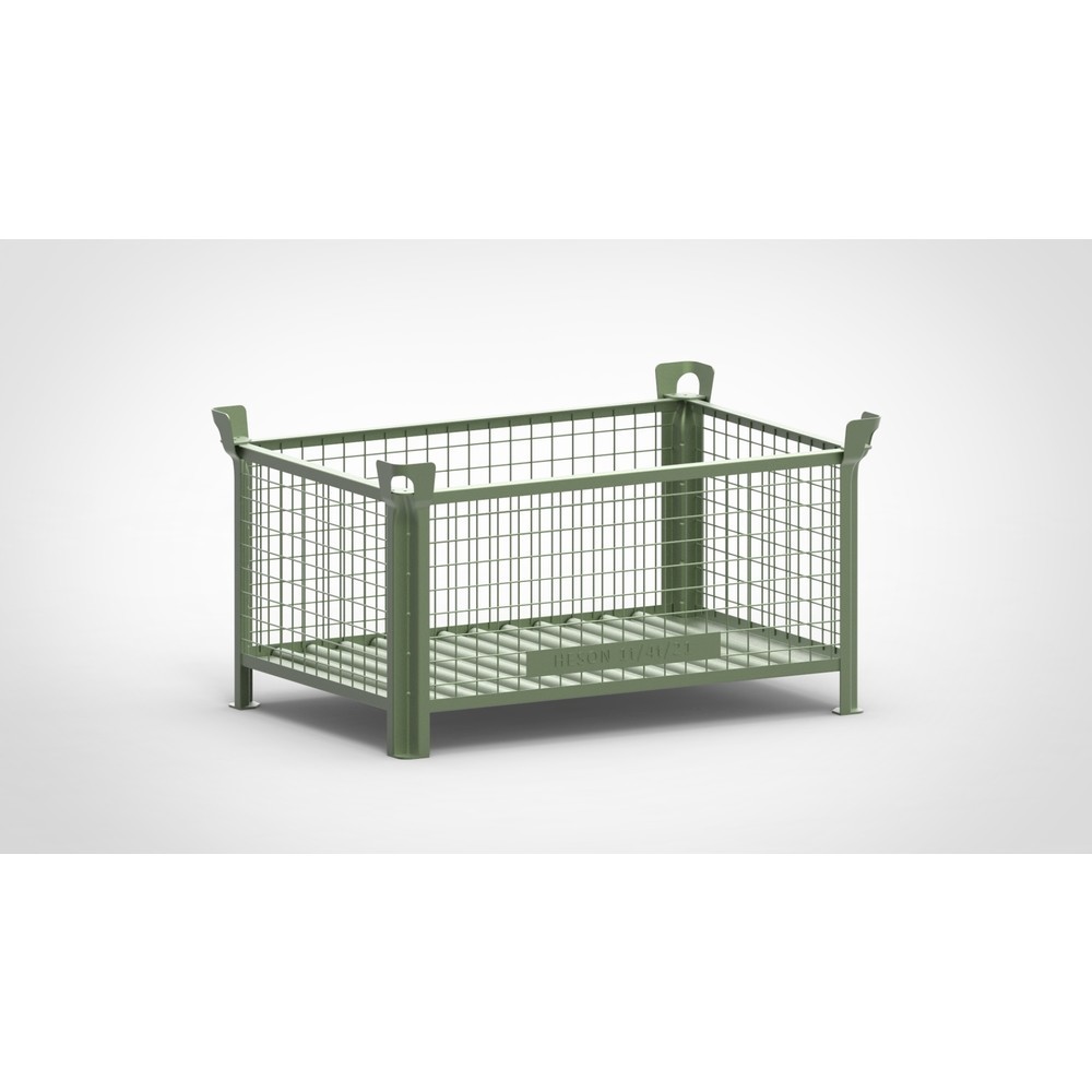 Produktabbildung: HESON® Gitterbox, Wände feststehend, lackiert, HxBxT 600 x 1.200 x 800 mm, resedagrün