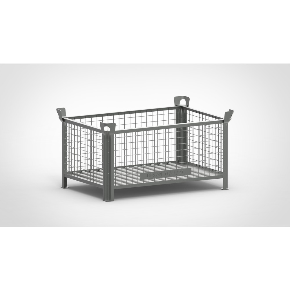 Produktabbildung: HESON® Gitterbox, Wände feststehend, lackiert, HxBxT 600 x 1.200 x 800 mm, mausgrau