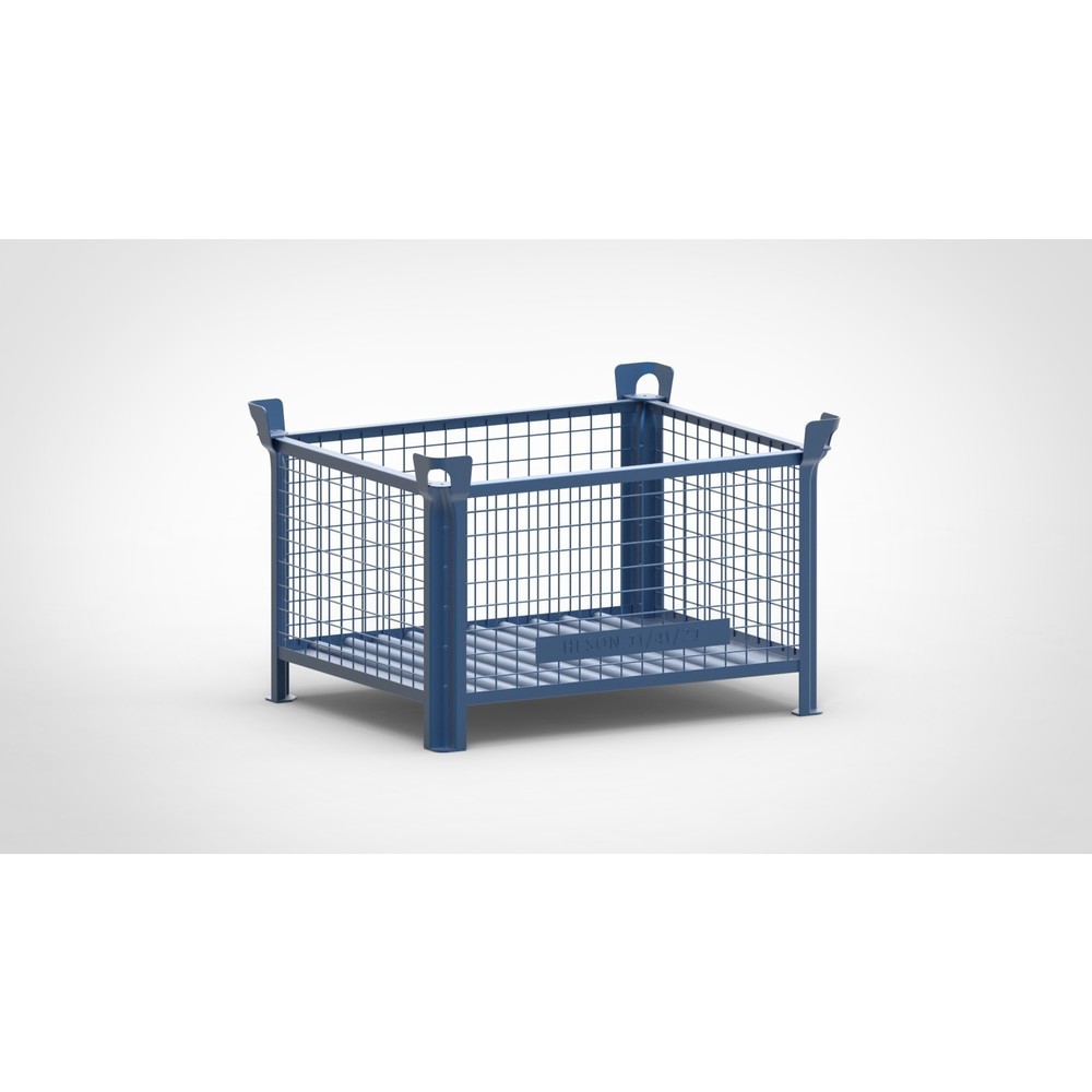Produktabbildung: HESON® Industrie-Gitterbox, Wände feststehend, lackiert, HxBxT 600 x 1.000 x 800 mm, enzianblau