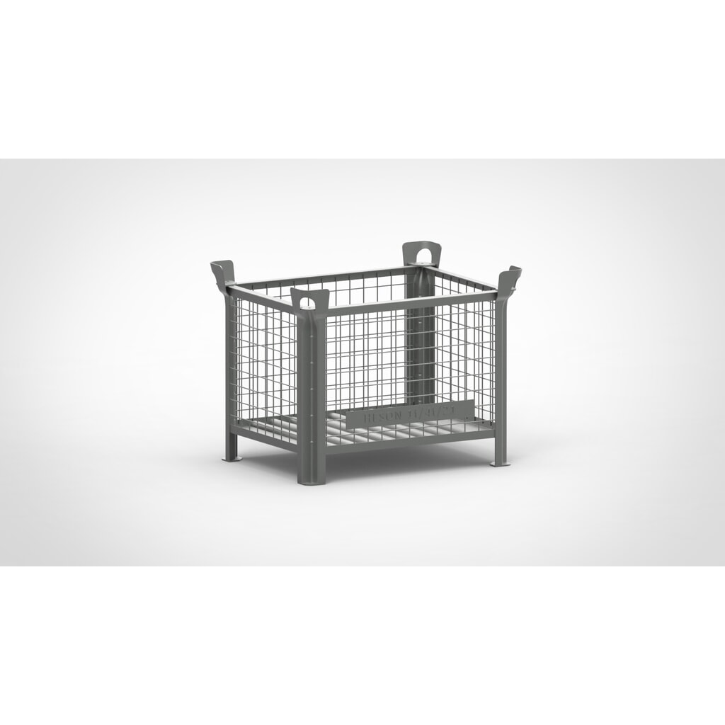 Produktabbildung: HESON® Industrie-Gitterbox, Wände feststehend, lackiert, HxBxT 600 x 800 x 600 mm, mausgrau
