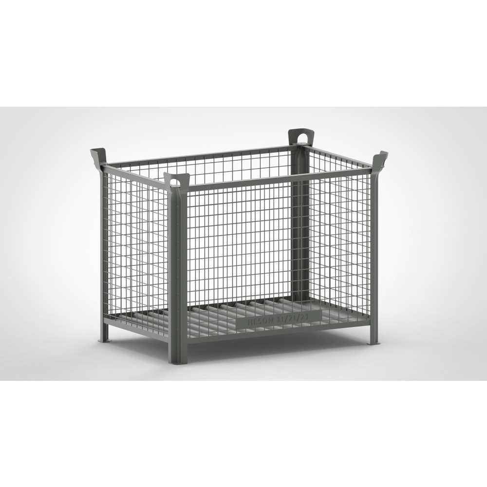 Produktabbildung: HESON® Gitterbox, Wände feststehend, lackiert, HxBxT 900 x 1.200 x 800 mm, mausgrau