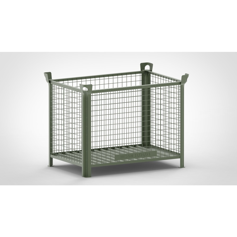 Produktabbildung: HESON® Gitterbox, Wände feststehend, lackiert, HxBxT 900 x 1.200 x 800 mm, resedagrün