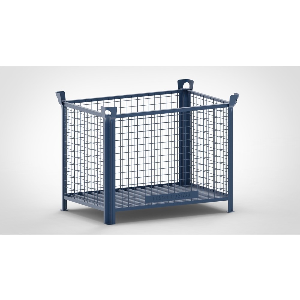 Produktabbildung: HESON® Gitterbox, Wände feststehend, lackiert, HxBxT 900 x 1.200 x 800 mm, enzianblau