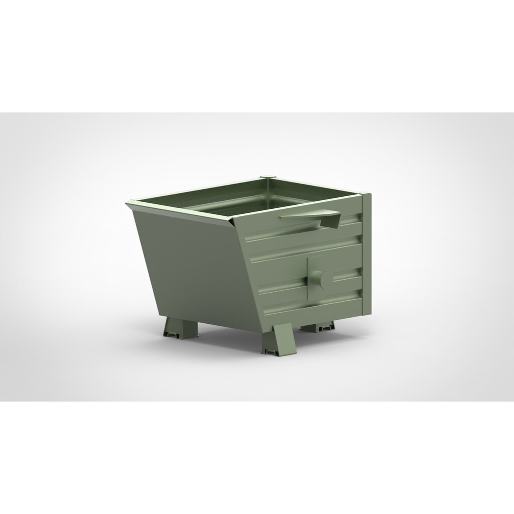 HESON® Stapelbarer Kippbehälter, mit Füßen, lackiert, BxT 600 x 800 mm, resedagrün Produktabbildung: HESON® Stapelbarer Kippbehälter, mit Füßen, lackiert, BxT 600 x 800 mm, resedagrün