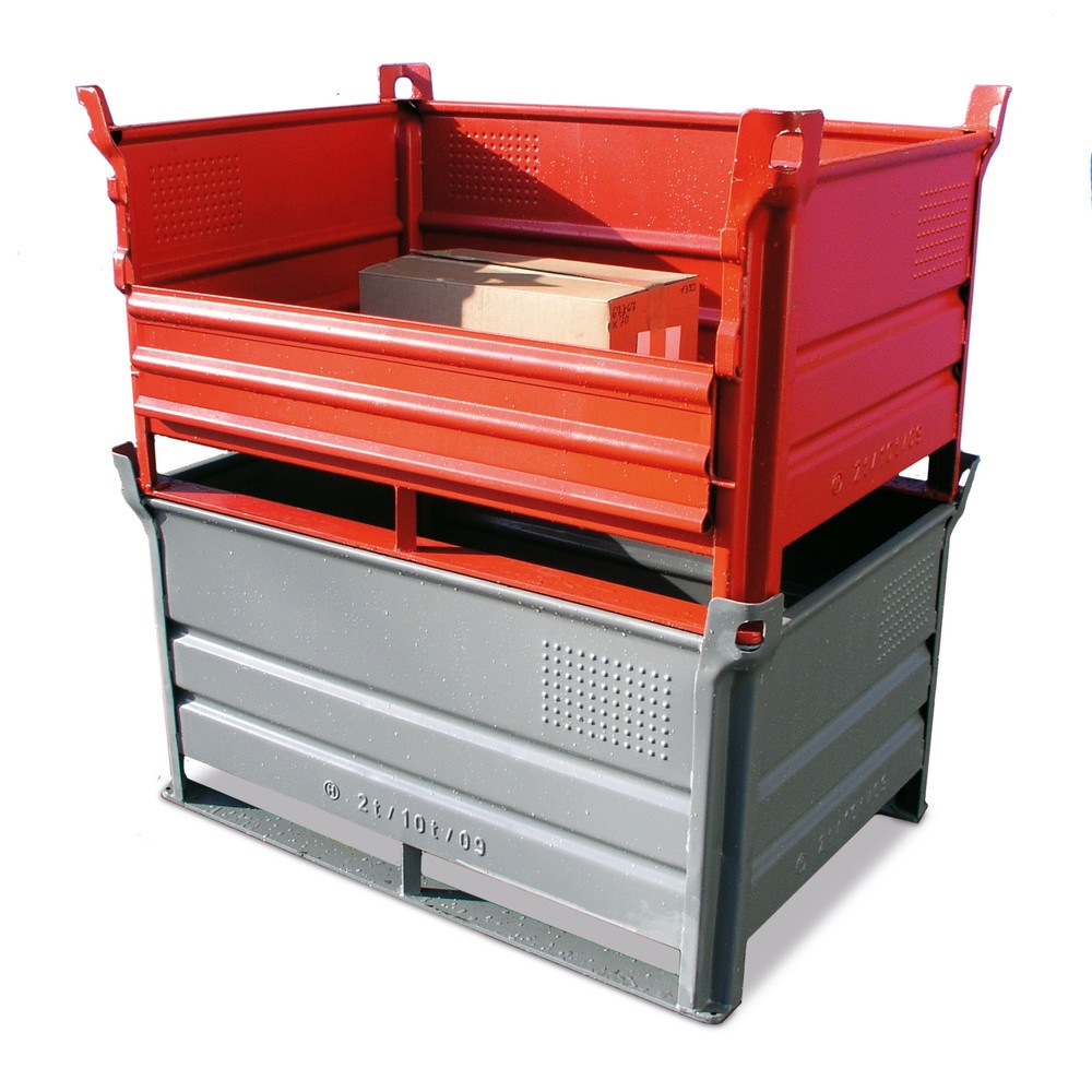Produktabbildung: HESON®Stapelbehälter, mit Kufen, Tragkraft 1.000 kg, BxT 800 x 500 mm, rot