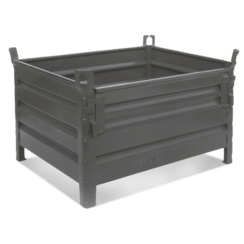Produktabbildung: HESON® Stapelbehälter, mit ½ Vollwandklappe, Tragkraft 2.000 kg, BxT 800 x 500 mm