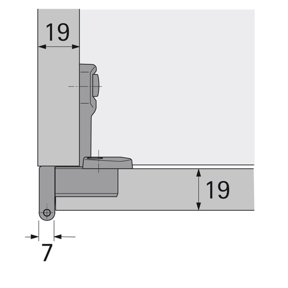 Produktabbildung Nr. 2: HETTICH Grundscharnier Selekta Pro 2000, mit Spreizmuffe, vorliegend, halb vorliegend, vernickelt