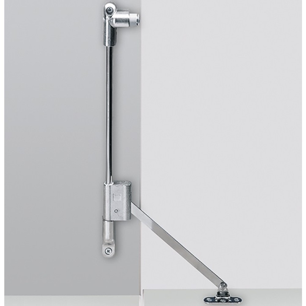 Produktabbildung: HETTICH Klappenhalter Klassik D mit Magnet-Zuhaltung, links, Stahl vernickelt, Länge 290 mm