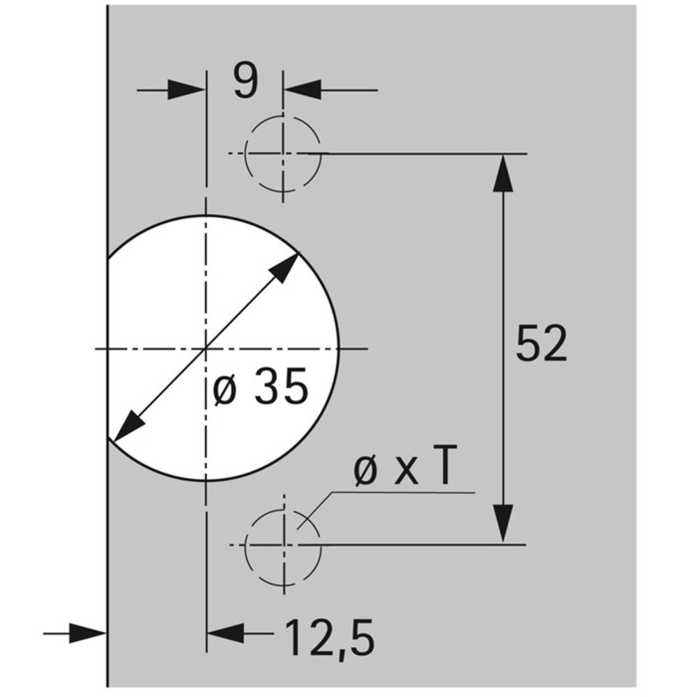 Produktabbildung Nr. 2: HETTICH Topf zu Scharnier Selekta, zum Anschrauben, Topf TX 32 / 52x9