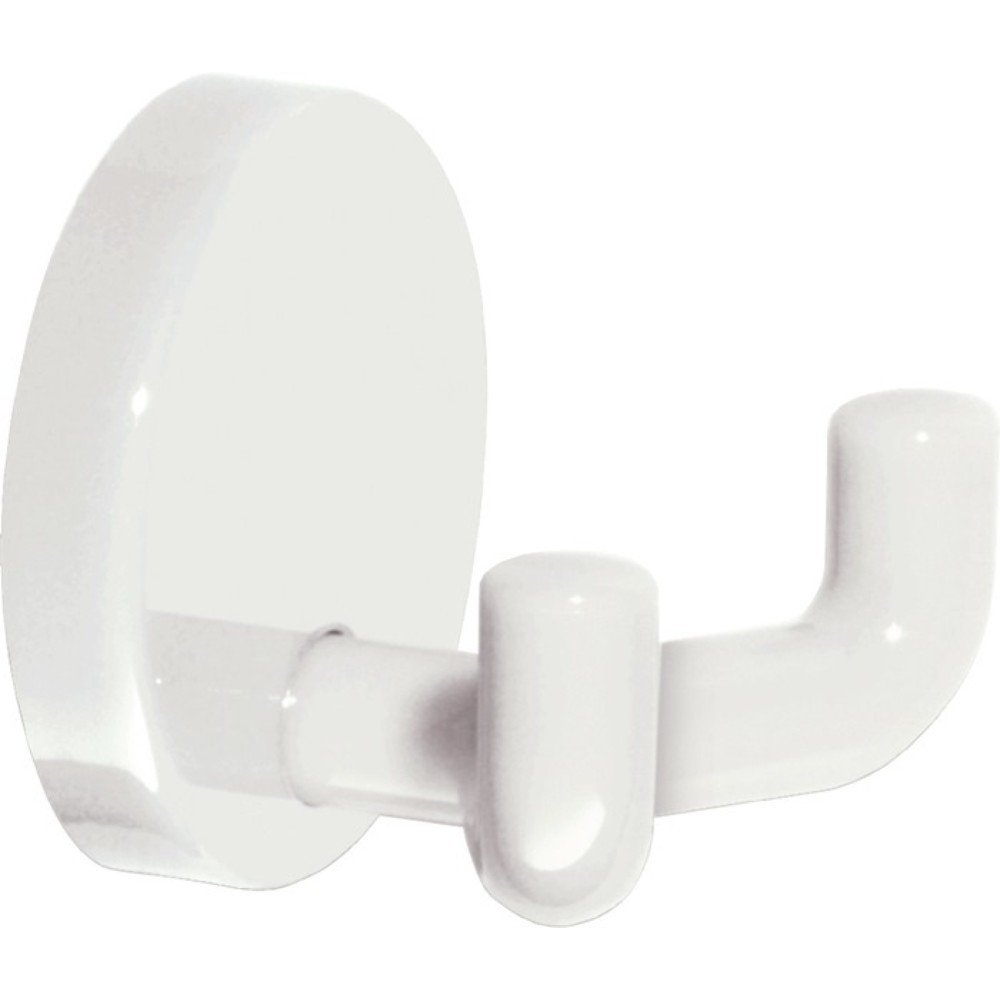Produktabbildung: HEWI Doppelhaken 477.90.025, Polyamid 99 reinweiß, 2 Haken, Ø 50 mm Ausladung 43,5 mm