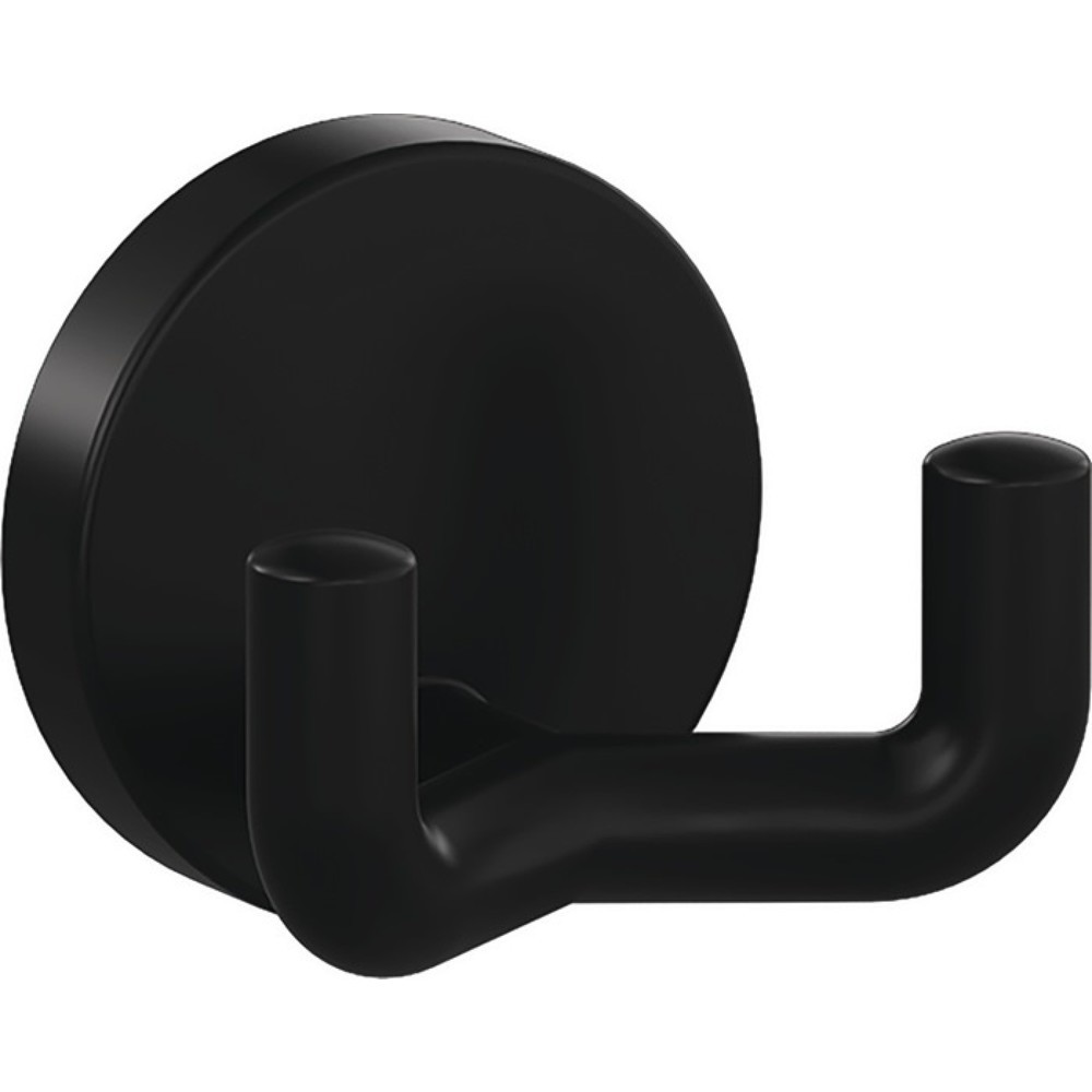 HEWI Doppelhaken 477.90B025, Polyamid 90 tiefschwarz matt, doppelt Ausladung 43,5 mm, Ø 50 mm Produktabbildung: HEWI Doppelhaken 477.90B025, Polyamid 90 tiefschwarz matt, doppelt Ausladung 43,5 mm, Ø 50 mm