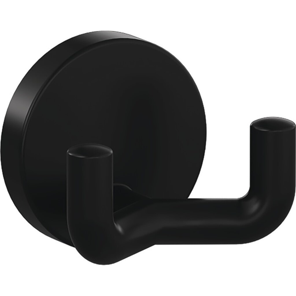 HEWI Doppelhaken 477.90B025, Polyamid 90 tiefschwarz matt, doppelt Ausladung 43,5 mm, Ø 50 mm Produktabbildung: HEWI Doppelhaken 477.90B025, Polyamid 90 tiefschwarz matt, doppelt Ausladung 43,5 mm, Ø 50 mm