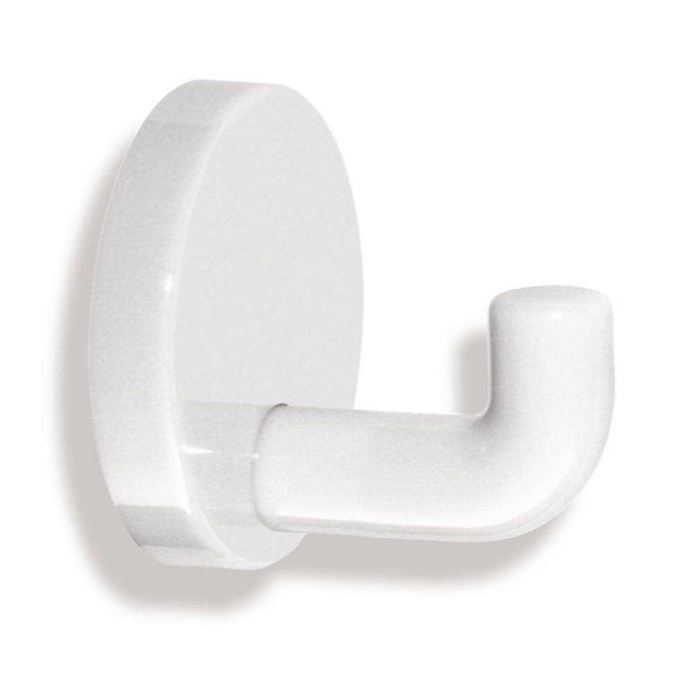 Produktabbildung: HEWI Einzelhaken 477.90.010, Polyamid 99 reinweiß, einfach Ausladung 45 mm, Ø 50 mm