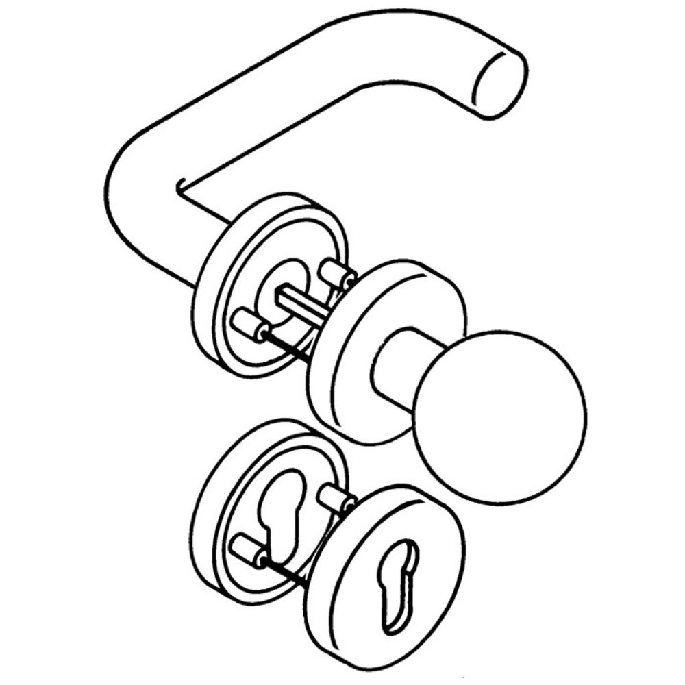 Produktabbildung: HEWI Rosettengarnitur 111R03.133, rund PZ, Kunststoff 99, DIN links / rechts Kugel D/K