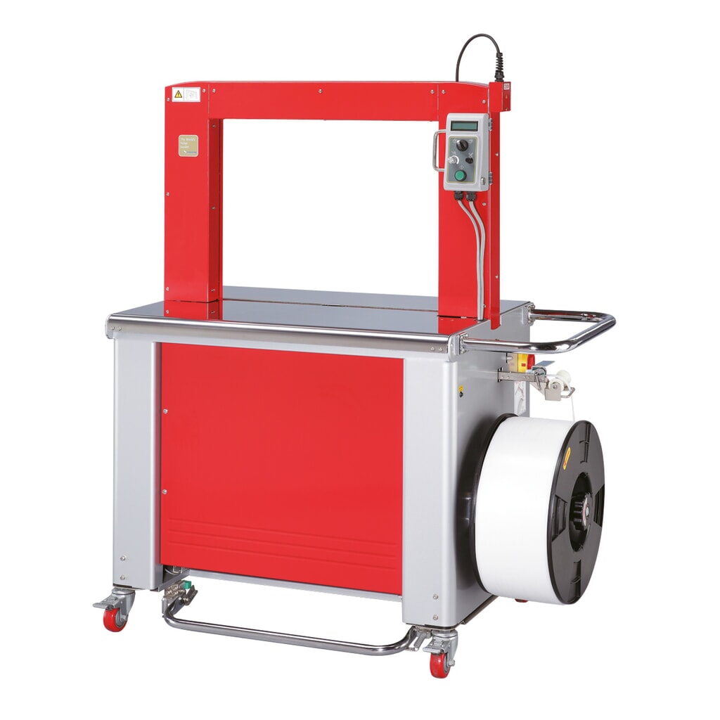 Highspeed-Umreifungsmaschine TP-702, für Bandbreite 12 mm, Rahmen HxB 500 x 650 mm Produktabbildung: Highspeed-Umreifungsmaschine TP-702, für Bandbreite 12 mm, Rahmen HxB 500 x 650 mm