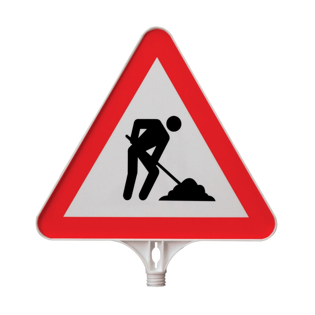 Hinweisschild Bauarbeiten, Dreieck, Seitenlänge 390 mm Produktabbildung: Hinweisschild Bauarbeiten, Dreieck, Seitenlänge 390 mm